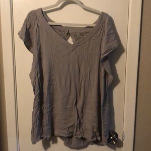 Grey Gauze embroidered back top